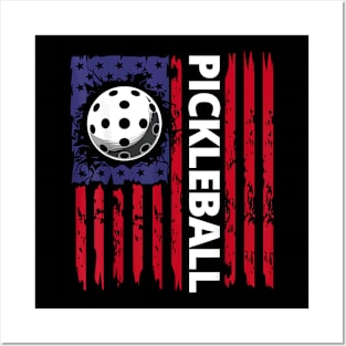 Pickleball American Flag Funny Pickleball Lover Vintage Posters and Art